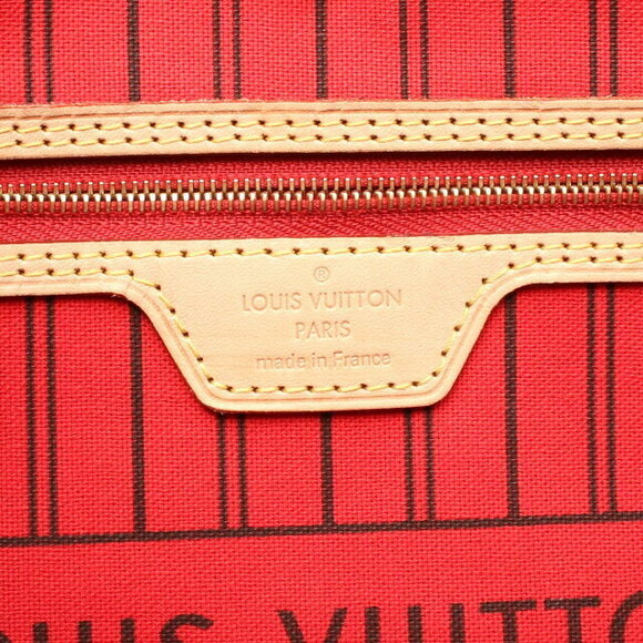 Louis Vuitton Neverfull Cerise Red Tote Bag Leather Brown - Picture 4 of 6